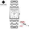 WWOOR Brand Luxury Gold Bracelet Men's Watches Fashion Square Quartz Wrist Watch For Men Stainless Steel Waterproof Reloj Hombre