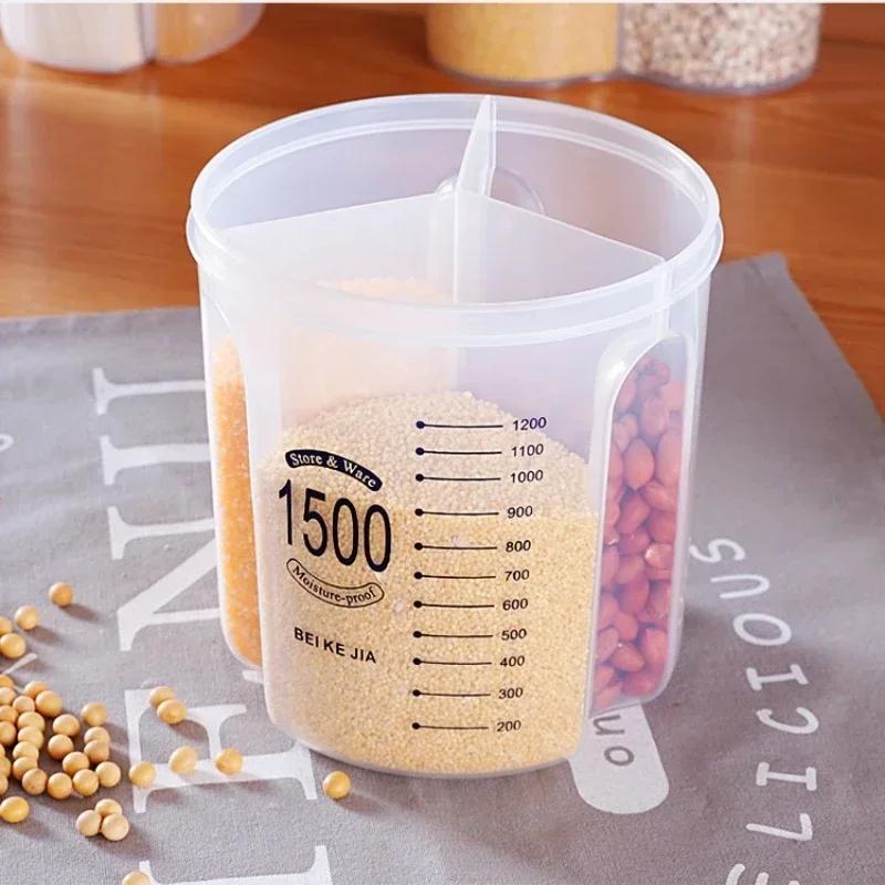 Küchenaufbewahrungsbox Transparent Mehrkorn-Aufbewahrungsbehälter Spaghetti Müsli Separater Spender Organizer Behälter Küchenhelfer