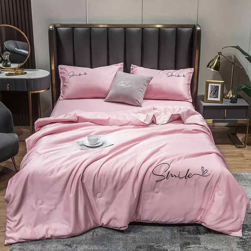 Summer Cool Quilt Silk Breathable Queen Quilts Air Conditioning Cool Blanket Bedspreads For Double Bed Bedding Pillowcase
