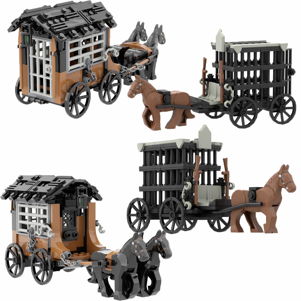 Creative DIY Medieval Prison Carriage MOC Building Blocks Model - Educational Construction Toy Gift