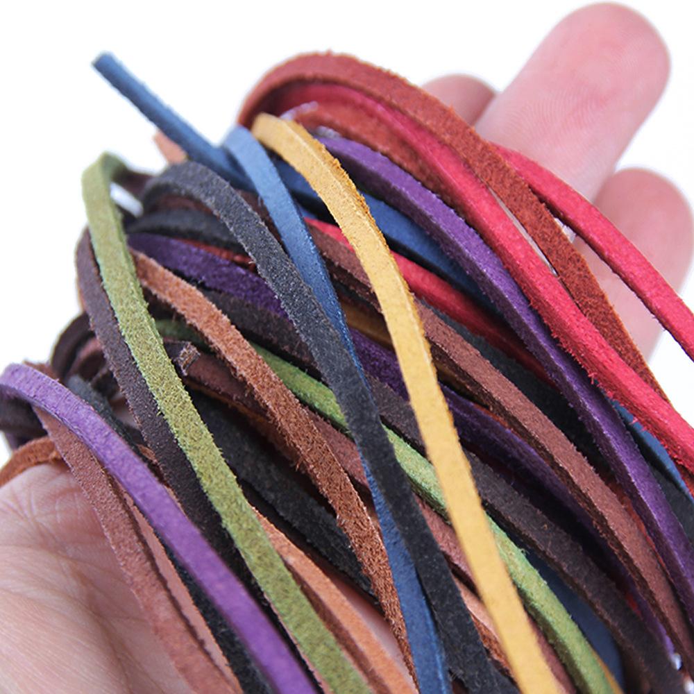 Corda Sottile Piatta in Vera Pelle di Mucca Scamosciata, 5 Metri, 3x2mm, Filo per Braccialetti Fai-da-te, Collane, Corda per Appendere, Cordino Decorativo, Accessori