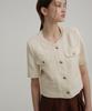 Ava Molli Collarless Tweed Jk (Cream)