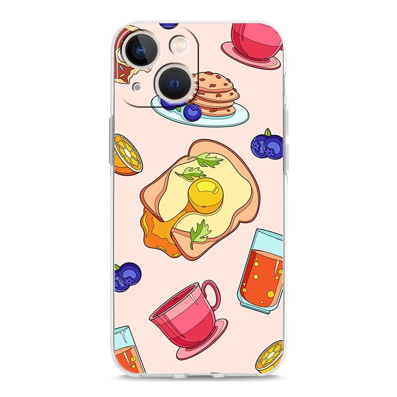 Phone Case For iPhone 17 Air Cases iPhone 16 15 12 13 14 Pro Max SE 7 8 Plus iPhone11 Clear Cover Fruit Juice Flower Pattern