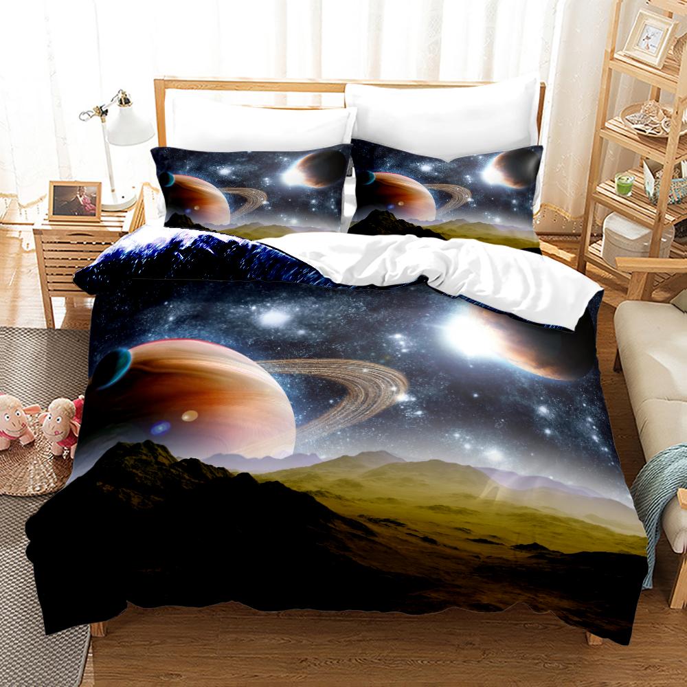 Space Galaxy Bedding Set Bedspread Single Twin Full Queen King Size Sky Milky Way Planet Bed Set Aldult Kid Duvetcover 06