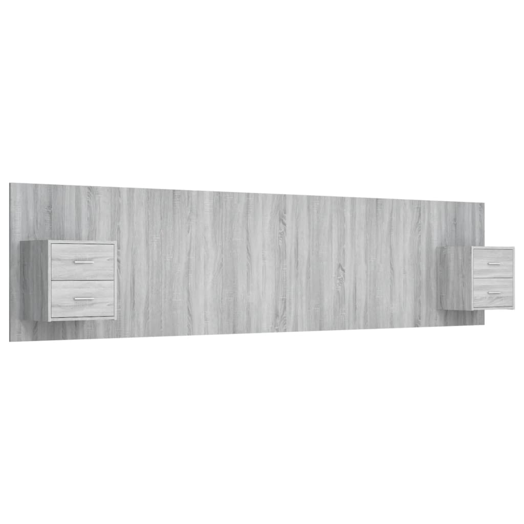 Headboard with Nightstands Grey Sonoma Particleboard