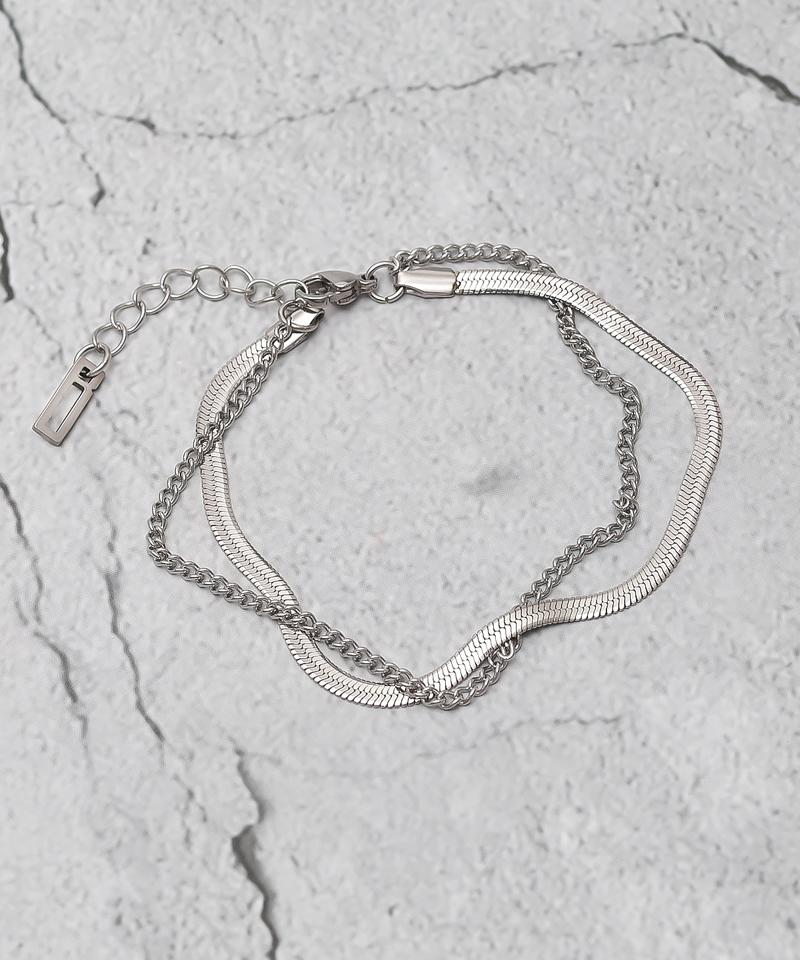 Blancier Fluid Slim Bm261B1283 Layered Snake Chain Men'S Bracelet
