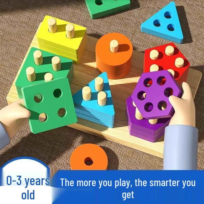 Montessori Geometric Stacking Rings & Shapes - Educational Toy for Babies & Children
