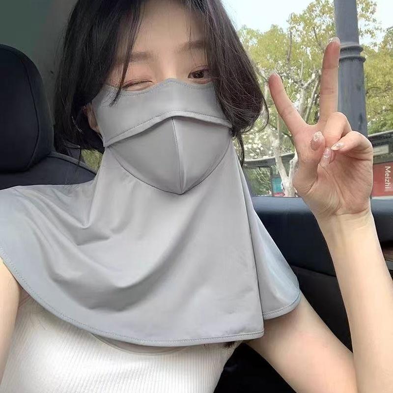 Summer Ice Silk Sun Protection Mask For Women Upf50+ Anti-Uv Scarf Outdoor Cycling Hiking 360Fahrenheitace Neck Cover