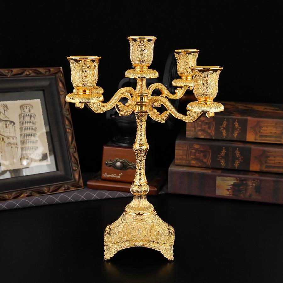 Европейский подсвечник свеча свадебный подсвечник Европейский подсвечник настольная свеча ужин отель украшение gold 25.5*31
