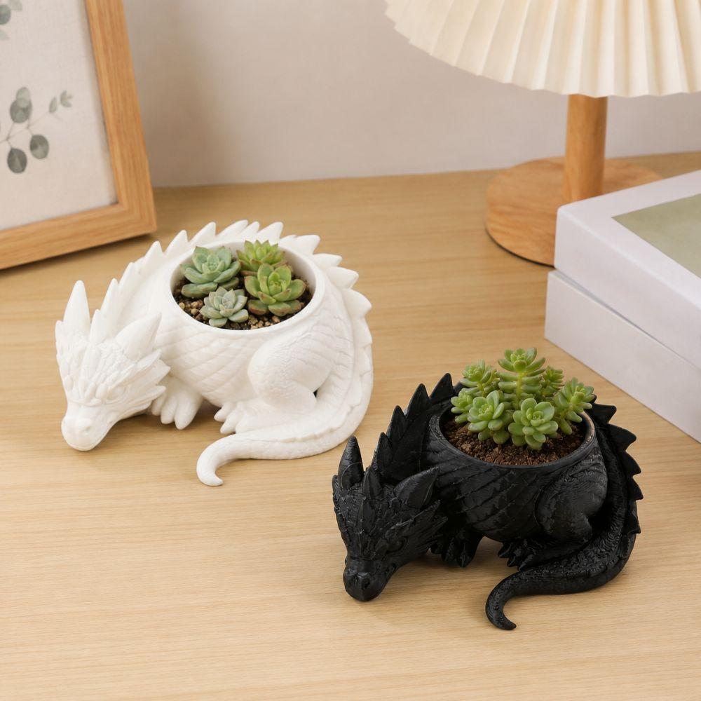 3D Printed Dragon Shaped Plant Pot Creative Animals Flower Pot Jewelry Storage Tray  Desktop Decor