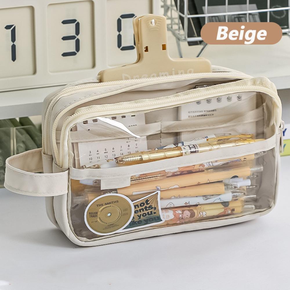 Transparent Pen Bag PVC Stationery Bag Multifunctional Pencil Case  Gift