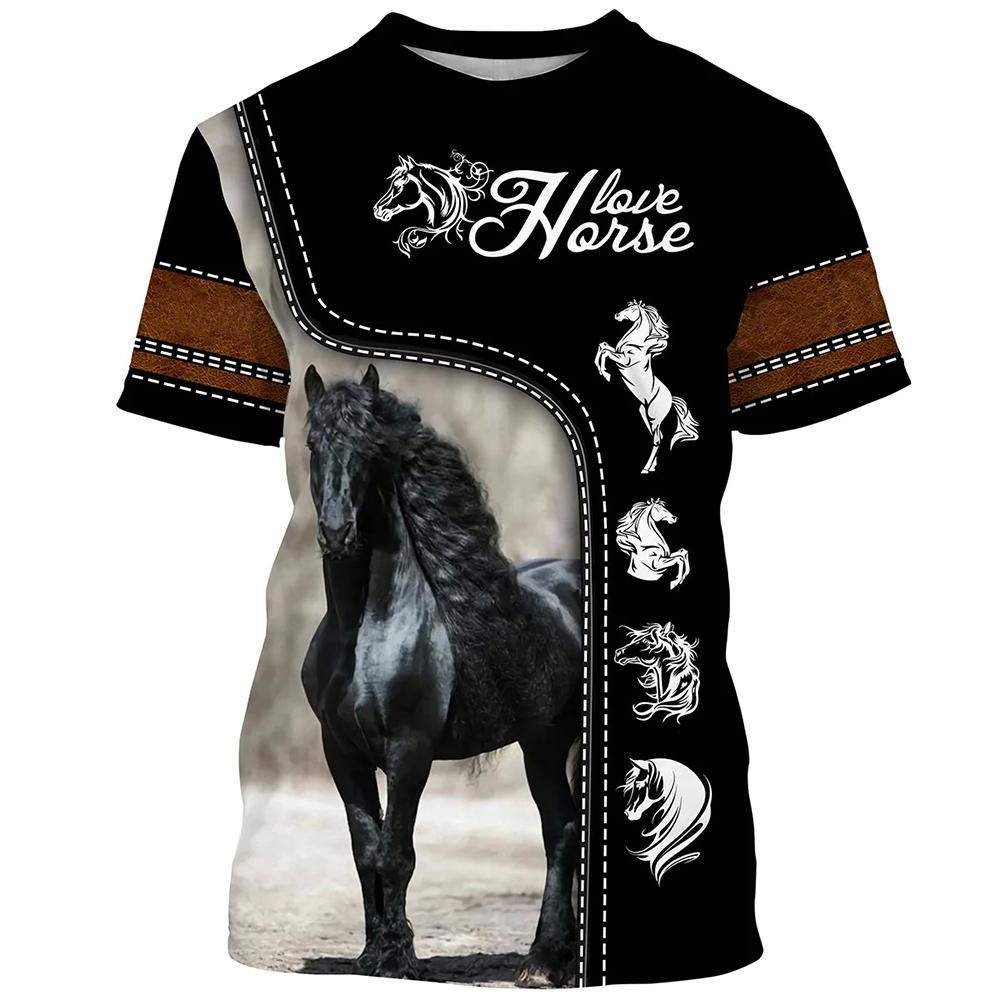 2024 Men's Short Sleeve T-shirt 3D Printed Horse T-shirt Loose O-neck T-shirt Casual Short Sleeve Men's Clothing S-5XL