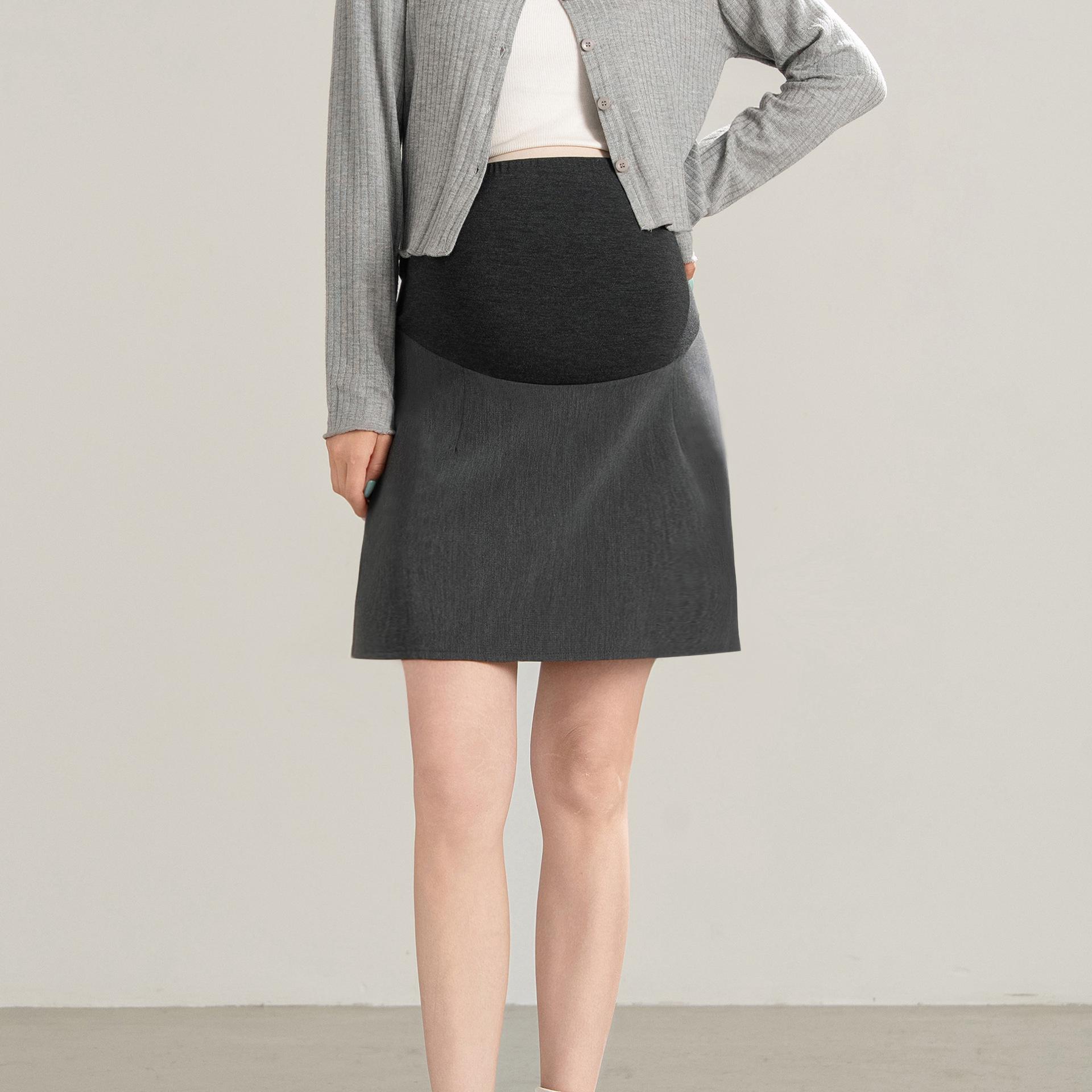 

Maternity A-Line Skirt with Belly Support & Safety Shorts for Spring/Summer L сірий колір