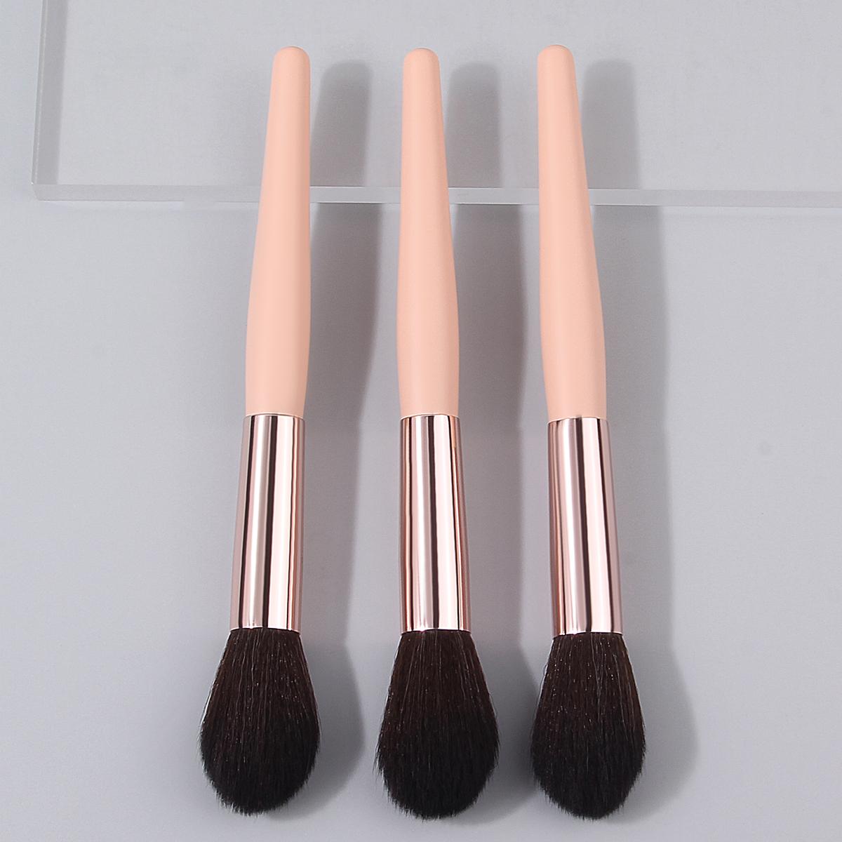 

3PCS high-end wooden handle imitation animal hair blush brush, highlighter brush, contour brush, portable beginner makeup brush