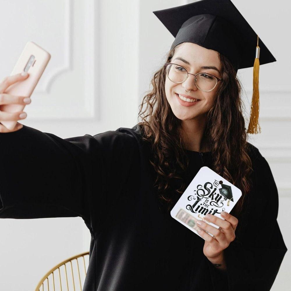 8pcs Gender-neutral Designs Graduation Wallet Classic Gold Black Paper Gift Card Holder Congratulations Notes Party Supplies
