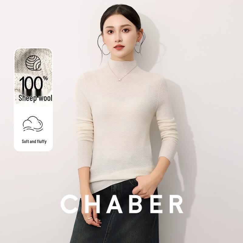 Chaber Women s 100% Merino Wool Mock Neck Sweater M