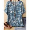 Summer Womens Retro Pattern 3D Printed Color Flowers T-shirt Loose Comfortable Soft Breathable Large Size Fashion O-neck T-shirt