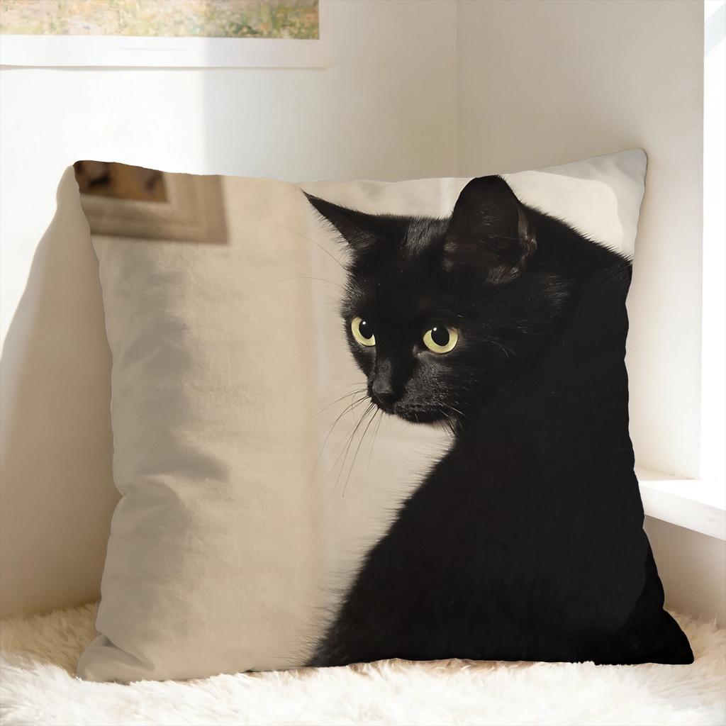 Black Cat Pillow Cover Soft Cushion Cover Cute Funny Pillow Case For Sofa Car Home Decor