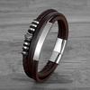 Custom Leather Stainless Steel Bracelet Bracelet Vintage Cowhide Braided Genuine Leather Titanium Steel Bracelet