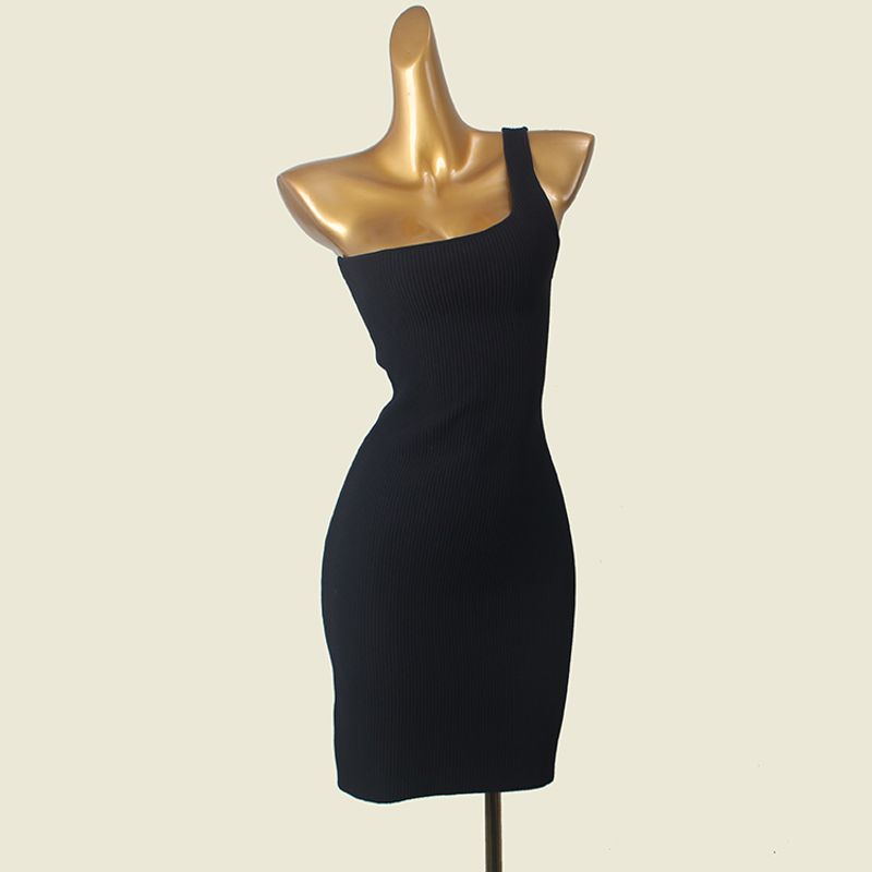 Stylish Sexy One Shoulder Bodycon Dress Fashion Style Accessible Luxury Square Collar Collarbone Beauty Knitting Sexy Accessible Luxury Dress