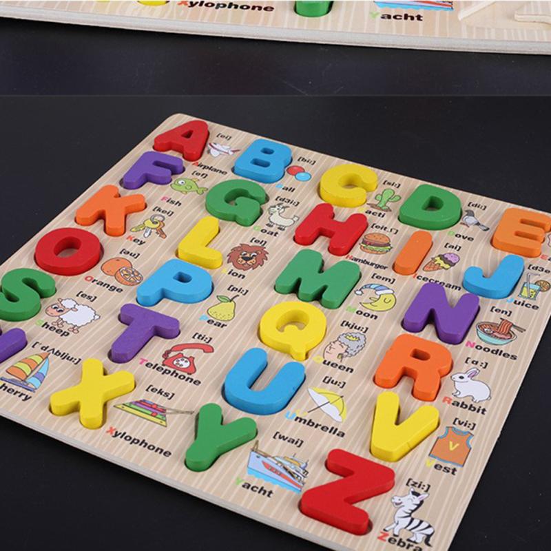 Wooden Alphabet Puzzle For Toddlers 1 2 3 4 5 Years Old Cartoon Animal Learning Cognitive Early