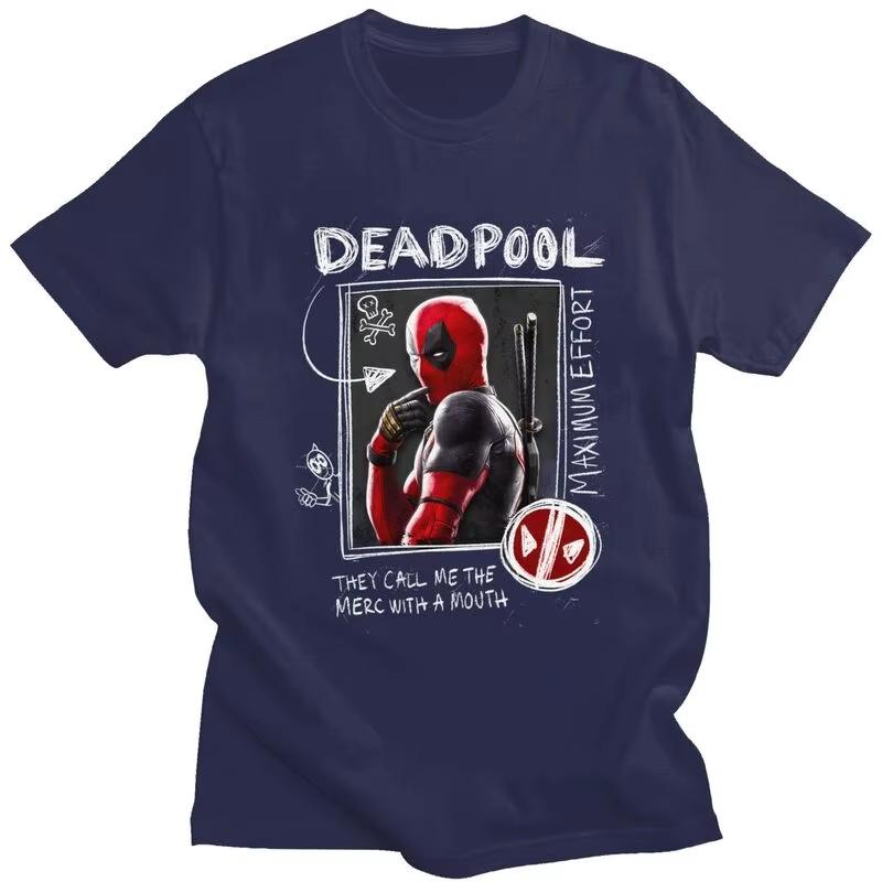 

Marvel Deadpool Cartoon Movie Print T-shirt Summer New Men s and Women s Large Size Loose Casual Trend Short-sleeved Top S