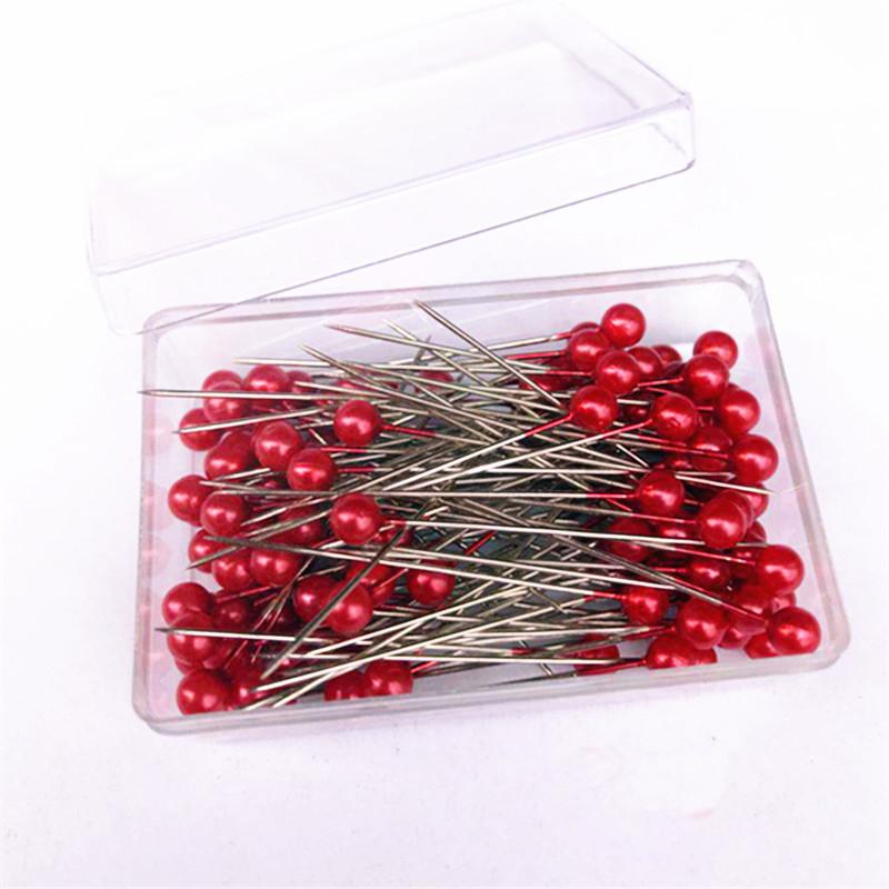 100Pcs Dressmaking Pins Colorful Round Pearl Head Needles Straight Sewing Pins For DIY Sewing Embroidery Patchwork Positioning