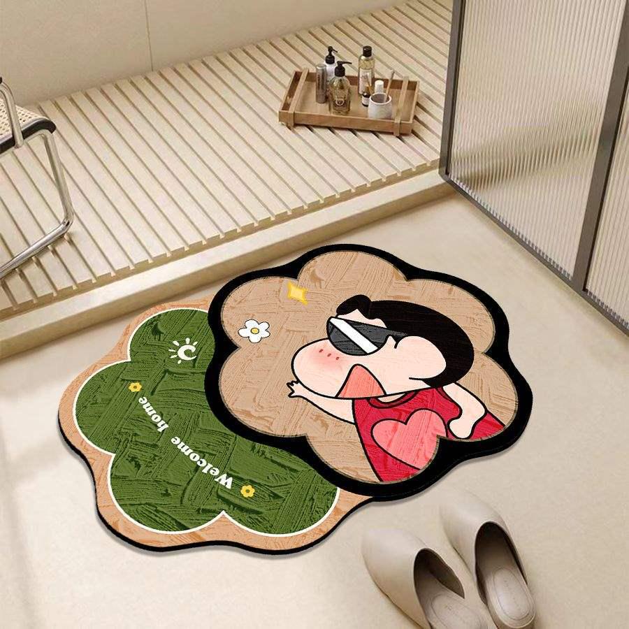 Crayon Shin-chan Quick-Dry Bathroom Diatomite Floor Mat - Non-Slip Absorbent Foot Pad
