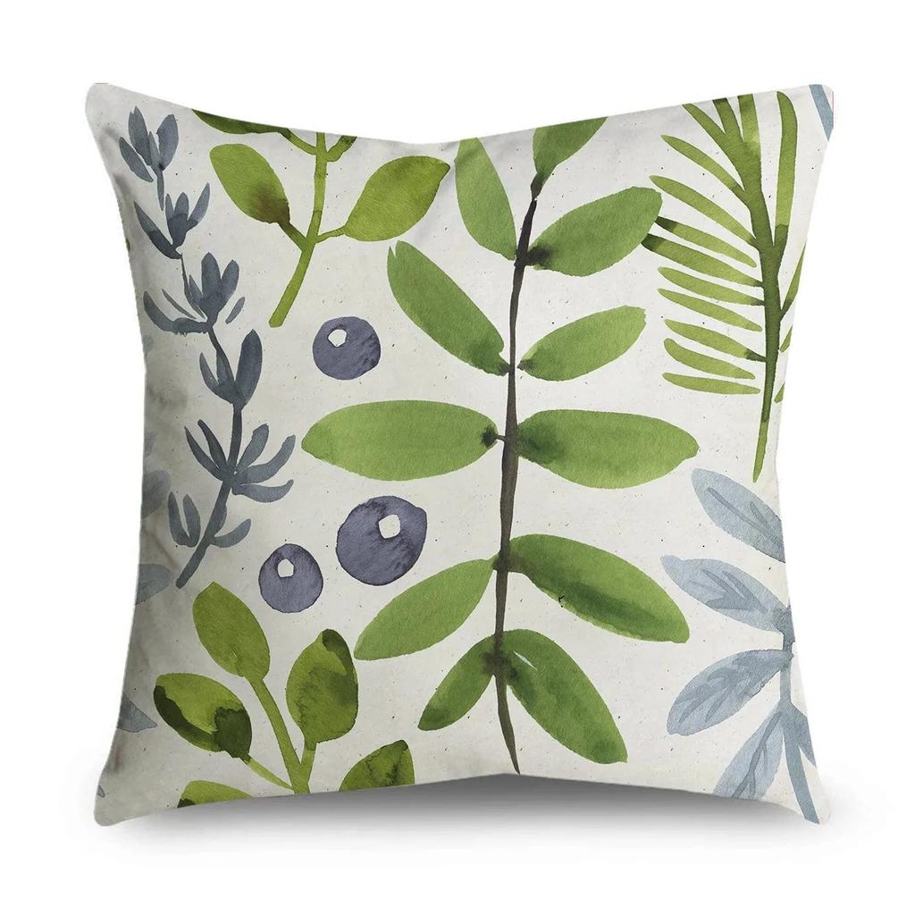 Green Pattern Decorative Throw Pillow Cover With Short Plush Print For Living Room Sofa Decoration Cushion Cover Pillow Covers