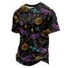 Męska casualowa koszula z kołnierzykiem na guziki, lekka, oddychająca, z krótkim rękawem, z nadrukiem w stylu Halloween, wygodny krój