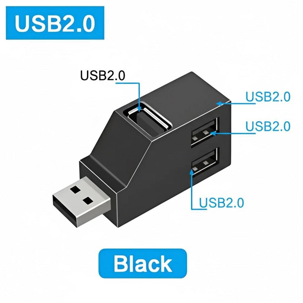 Mini 3-Port USB Hub USB2.0 USB3.0 High-Speed Splitter for Laptops and Computers USB Expansion Dock
