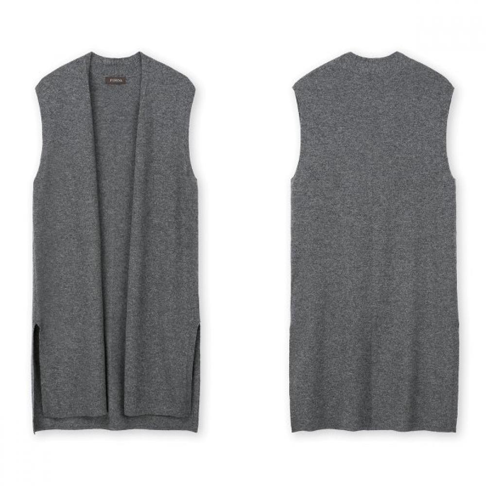Furina Olive Cashmere Wool Long Vest