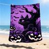 1pc Spooky Pumpkins Throw Blanket Polyester Fiber, Lightweight Flannel, Soft & Warm, All Season Use for Outdoor, Camping Digital Print
