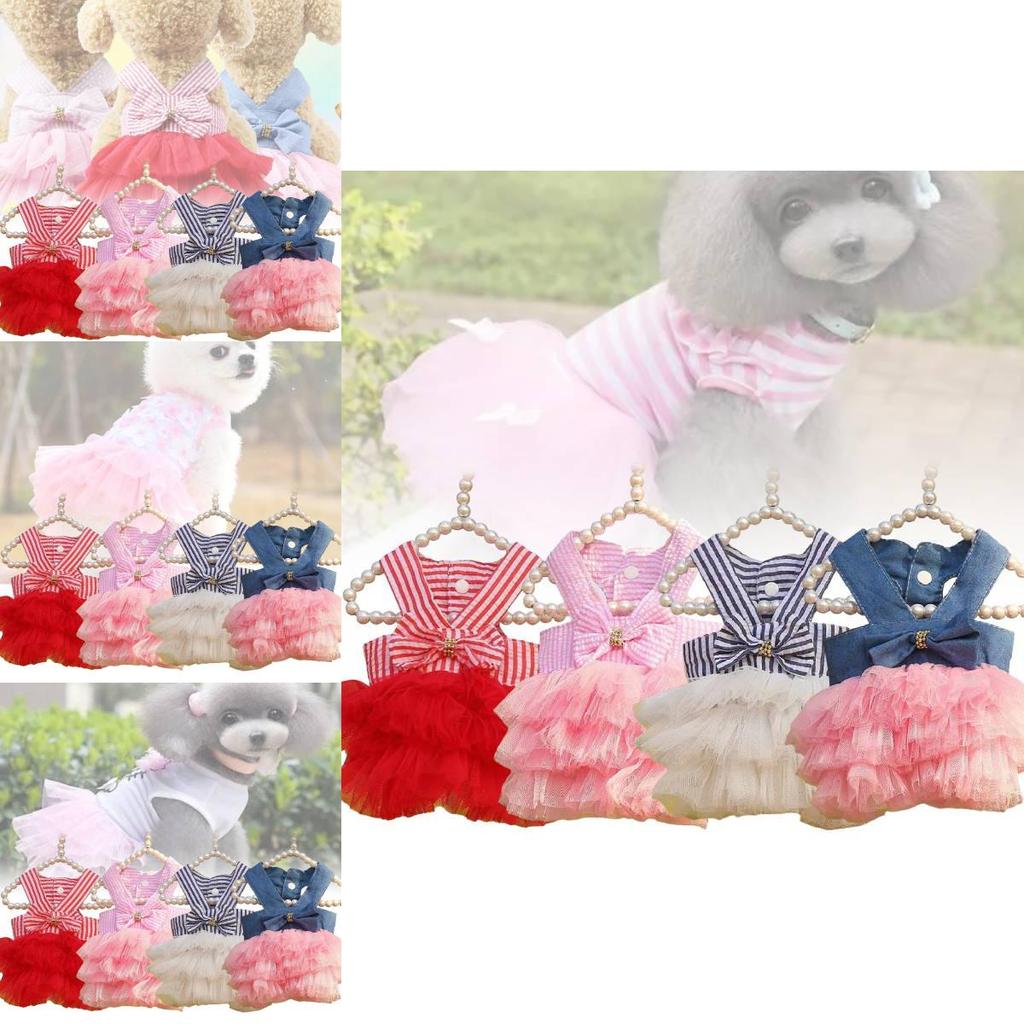 Cute Summer Pink And White Striped Pet Dress For Small Dogs And Cats