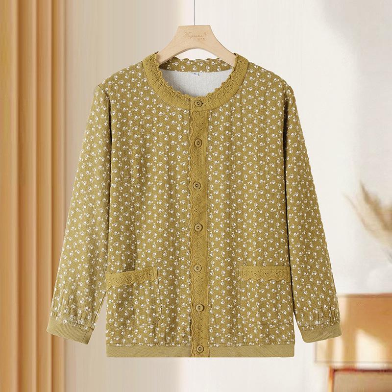 

Floral Print Long Sleeve Jacket for Mid-Aged Women - Spring & Autumn Wear XL (45-53 kg) жёлтый