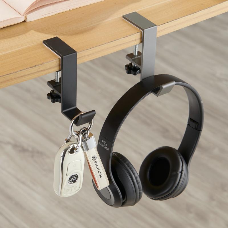 1Pcs Table Edge Double Hook Punch-Free Hanging Bag Hook Adjustable Desk Hanger Backpack Storage Hanging Hooks Holder