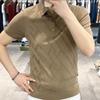 Men Korean Fashion Polo Collar Business Casual Knitted T Shirt Summer Solid Short Sleeve Breathable Tops