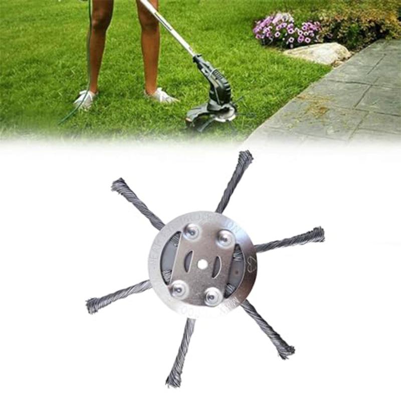 6 Inch Steel Wire Wheel Head String Trimmer Replacement Head Universal Weed Brush Cutter Head Grass Trimmer Head Lawnmover Tool