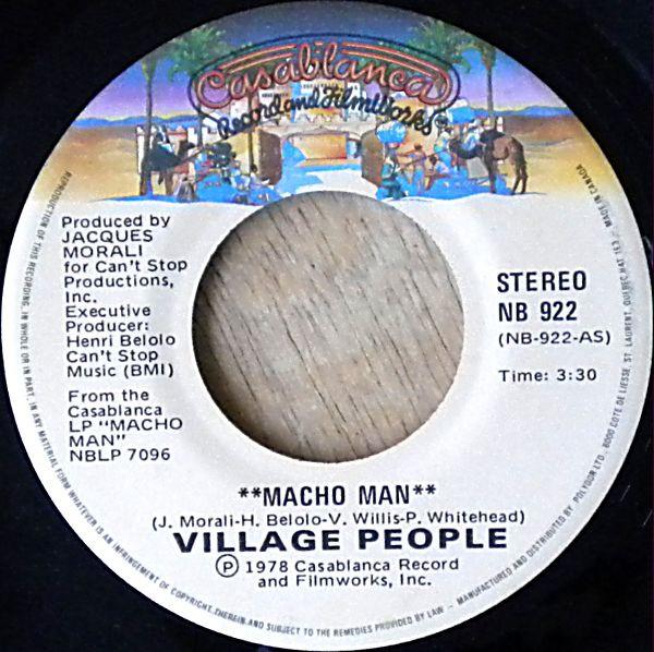 

7inch Record VILLAGE PEOPLE - Macho Man NB922 Casablanca 1978 Canada Soul/Funk Used