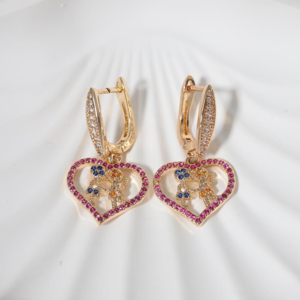 1 Paar Mode Herzform Hängeohrringe für Damen Zirkonia Ohrring Schmuck Hochzeitsparty Zubehör
