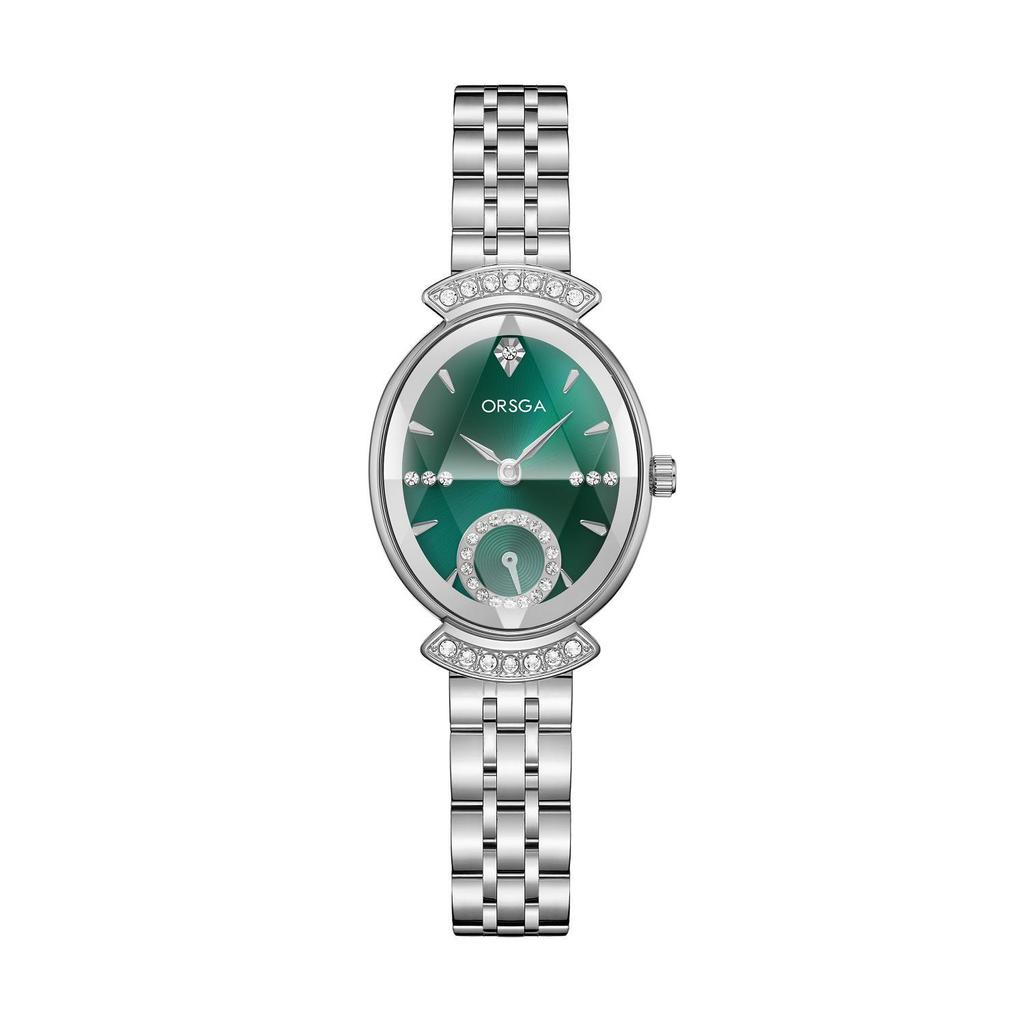 ORSGA Women's Oval Diamond-set Fashion Watch with Prismatic Mirror and Quartz Movement