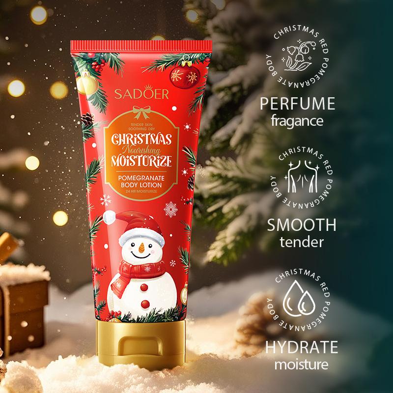 Christmas Pomegranate Body Lotion SADOER Autumn and Winter Moisturizing Body Lotion