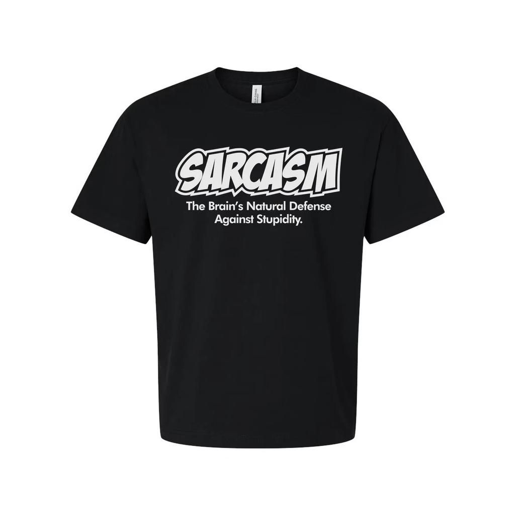 Unisex Sarcasm T Shirt With The Brain's Natural Defense Against Stupidity Graphi