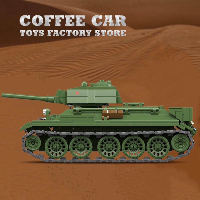 Non-Toxic M4A3 Medium Tank Building Blocks T34/76 Armored Cars Bricks Model Ww2 Classic Military Toys Adult Children Kids Christmas Gifts Diy