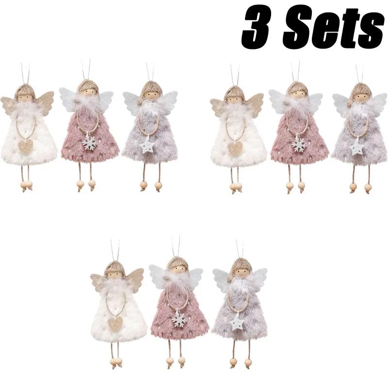 Christmas Hanging Angel Doll Pendant Plush Angel Ornaments Xmas Tree Decors for Wedding Birthday Party New Year Holiday Decor