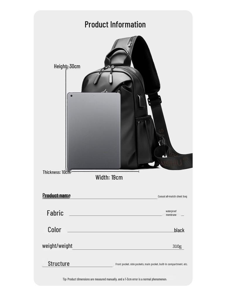 Wasserdichte Umhängetasche für Herren – Großes Fassungsvermögen, lässige Outdoor-Schultertasche