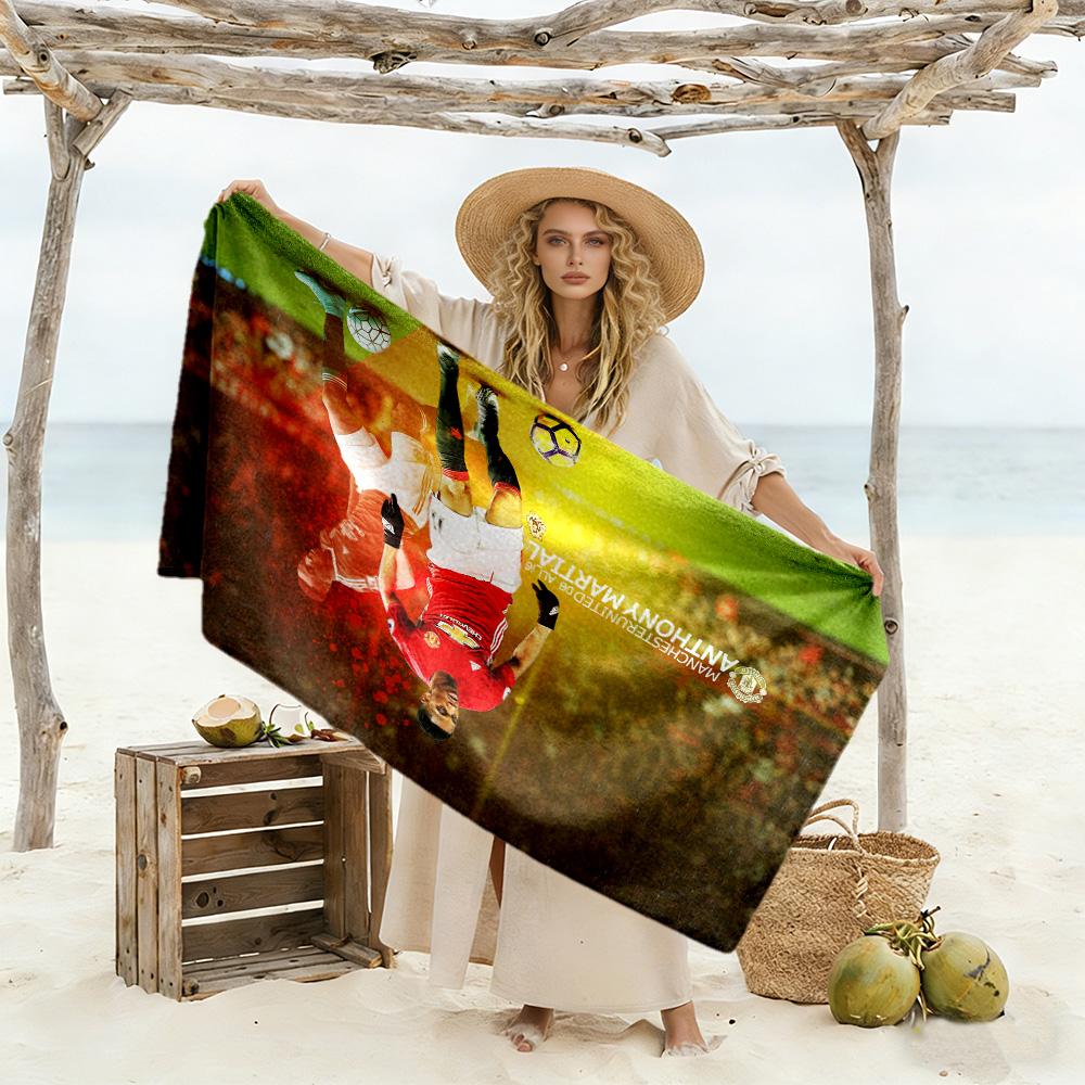 Football Player Action Beach Towel Super Soft & Absorbent Comfortable Lightweight Perfect for Traveling Yoga Camping and Swimming