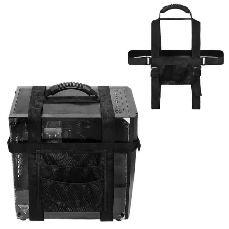 Ergonomic PC Tower Carrying Strap Desktop Carrying Case Belt Computer Travel Holder with Pocket for Cable Transporting