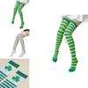 Women St. Patrick's Day Thigh High Striped Shamrock Socks Over Knee Stockings