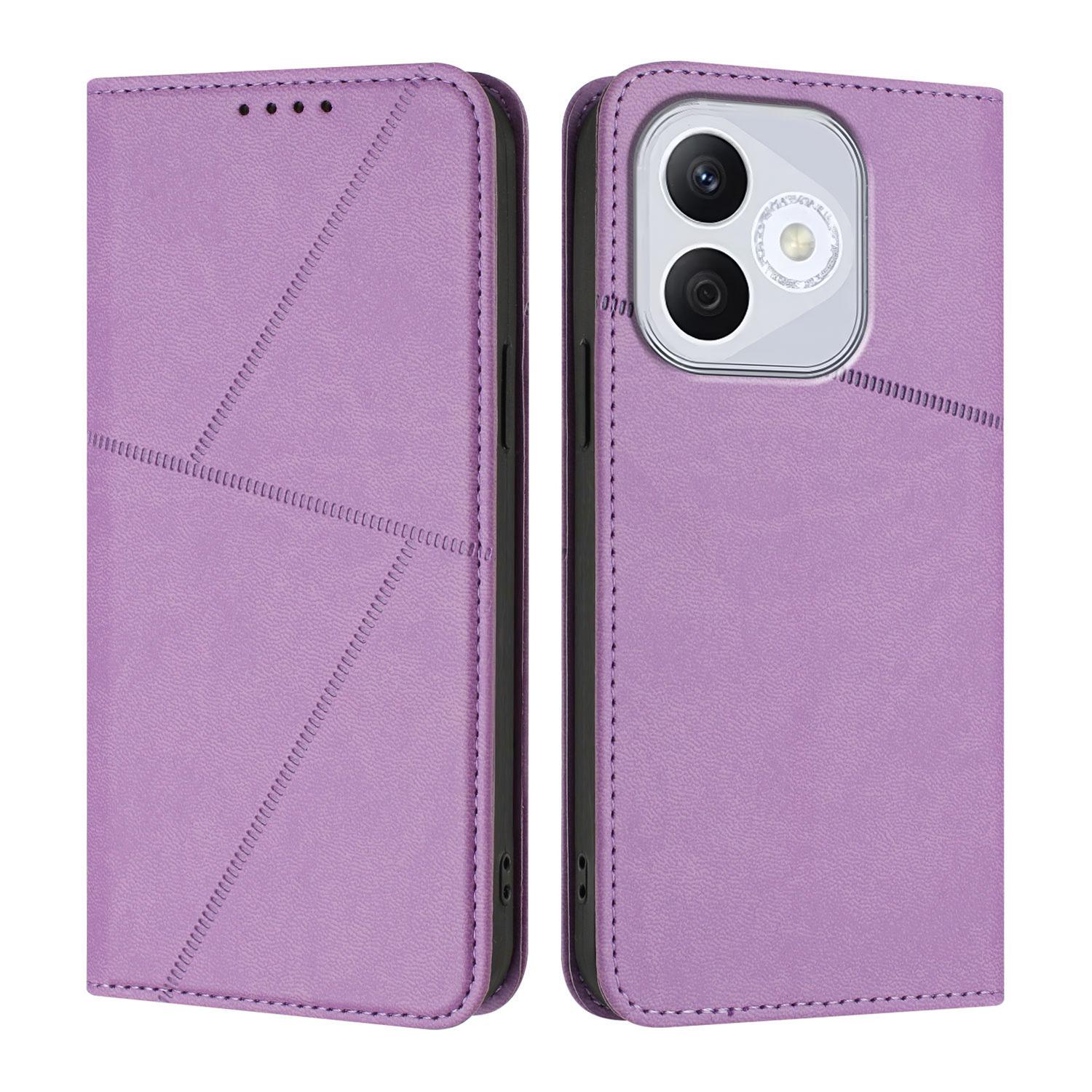 

For Honor 400 Lite Wallet Case Magnetic Closure Leather Flip Phone Cover with Stand Purple